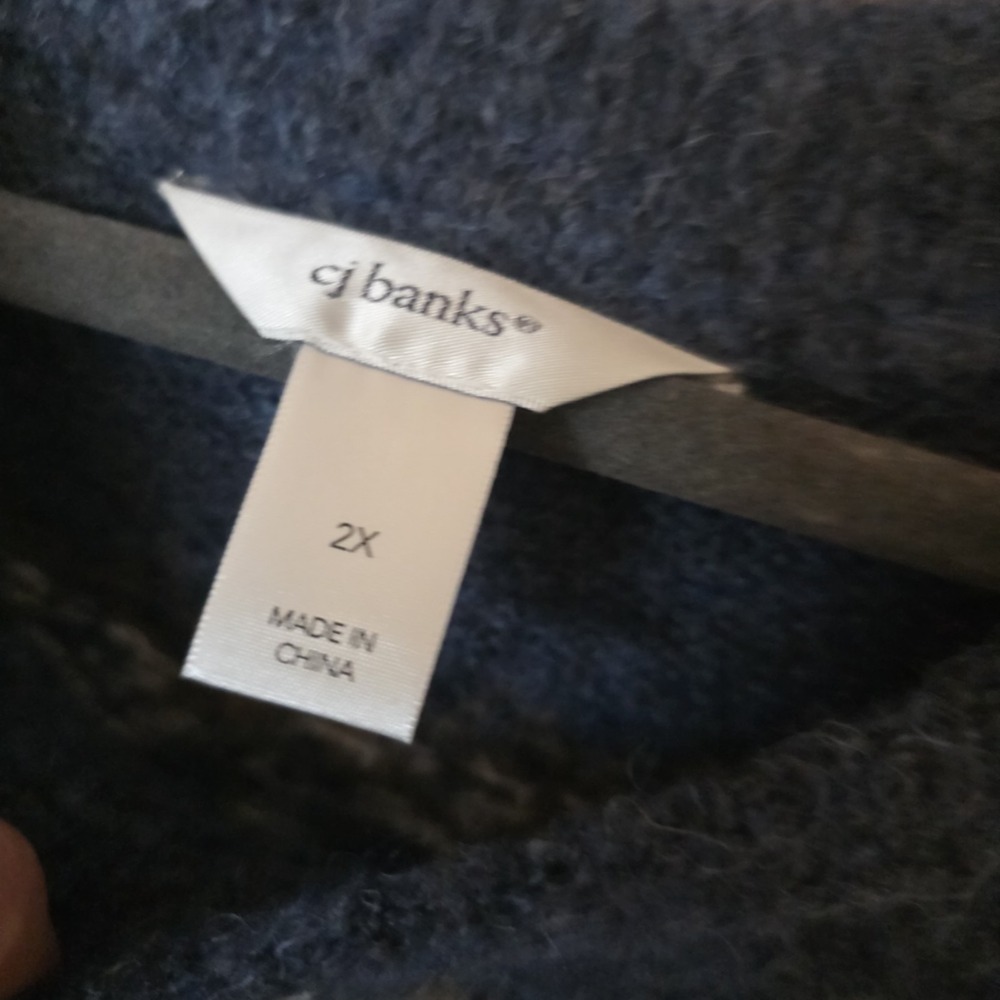 CJ Banks Sweater Women's Size 2X Blue Brown White Fair Isle Oversized Soft - Picture 3 of 7